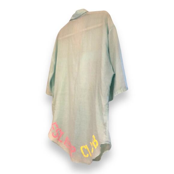 Vintage 80s ESleep Blue Pink Intimates Button Down Night Sleep Shirt Size Medium - Picture 4 of 16